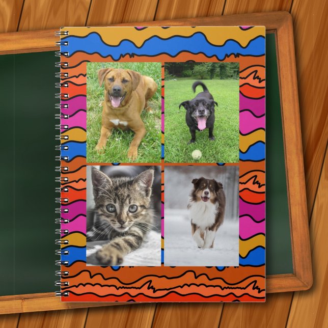 Caderno Espiral Four Photo Templates Abstract Art School (Criador carregado)