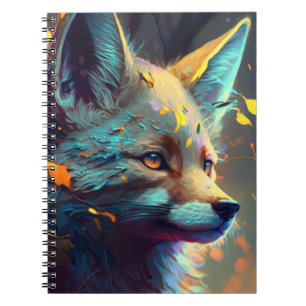 Caderno Espiral Fox Animal Portrait Painting Dark Character Spirit