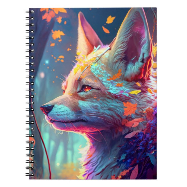Caderno Espiral Fox Animal Portrait Painting Dark Character Spirit (Frente)