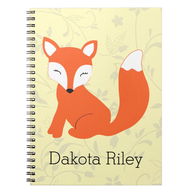 Caderno Espiral Fox bonito do bebê da floresta (Frente)