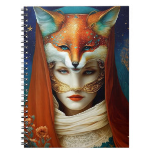 Caderno Espiral Fox Mulher Surreal Fantasy Art