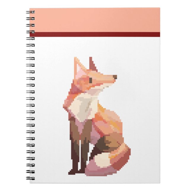 Caderno Espiral Fox, pixelart, Pixel Art (Frente)