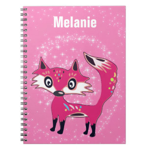 Caderno Espiral Fox Rosa Engraçado Personalizado