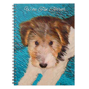 Caderno Espiral Fox Terrier Puppy Painting - Arte Original De Cão