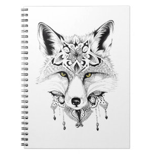 Caderno Espiral Fox Wild Animal Nature Ilustração Arte