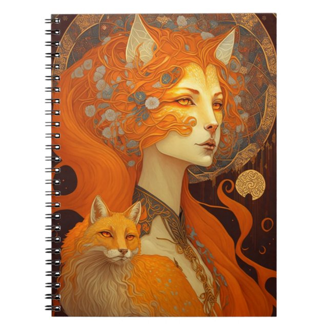 Caderno Espiral Fox Woman Fantasy Art (Frente)