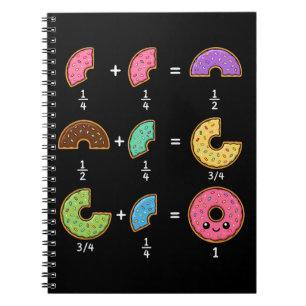 Caderno Espiral Frações de Donut Humor de Aprendizado de Matemátic