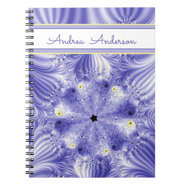 Caderno Espiral Fractal Azul Silky Elegante Com Nome (Frente)