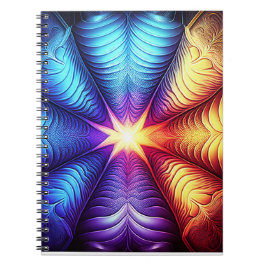 Caderno Espiral Fractal Lyapunov Azul Amarelo Roxo
