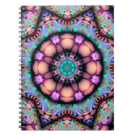 Caderno Espiral Fractal Mandala Floral Psicodélico