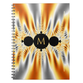 Caderno Espiral Fractal Metálico Silver Dourado Monograma