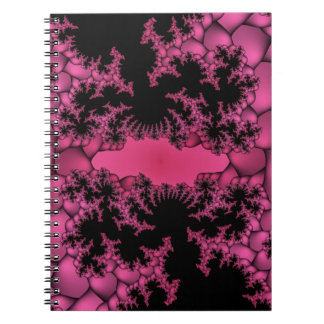 Caderno Espiral fractal preto e rosa
