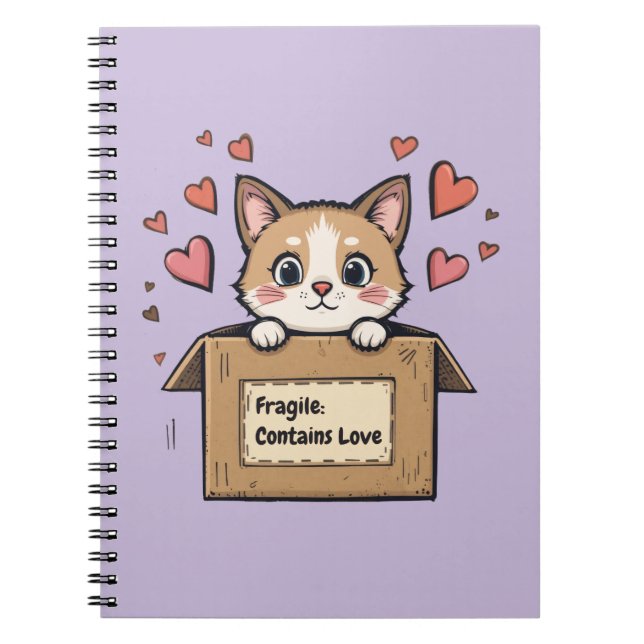 Caderno Espiral Fragile: Contains Love (Frente)