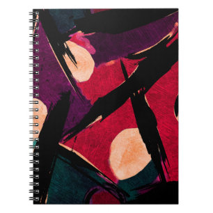 Caderno Espiral fragmento de pintura moderna abstrato acrílico. C