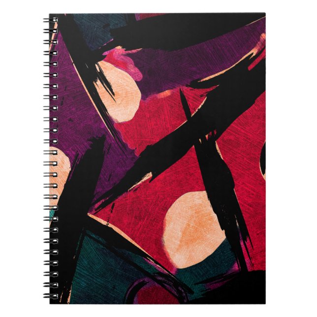 Caderno Espiral fragmento de pintura moderna abstrato acrílico. Co (Frente)