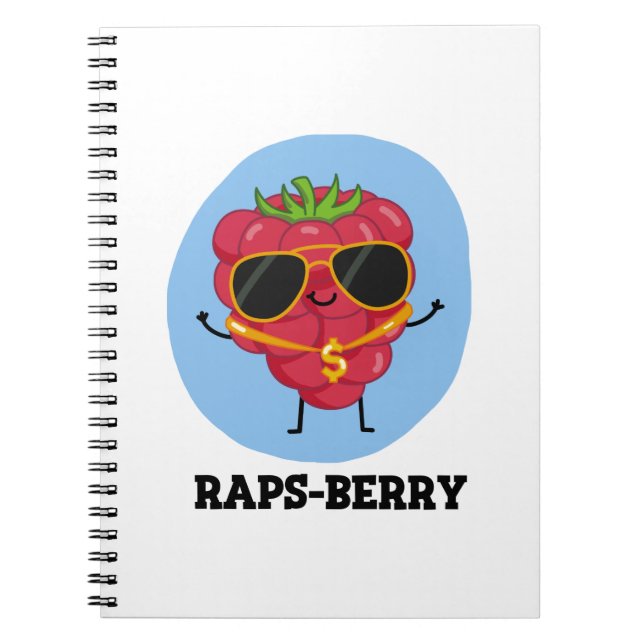Caderno Espiral Framboesa Engraçado de rap-berry (Frente)