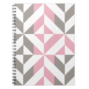 Caderno Espiral Framboesa rosa e ZigZag geométrica prateada