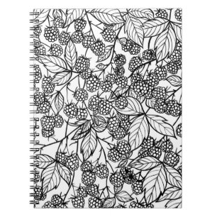 Caderno Espiral Framboesas desenhadas manualmente