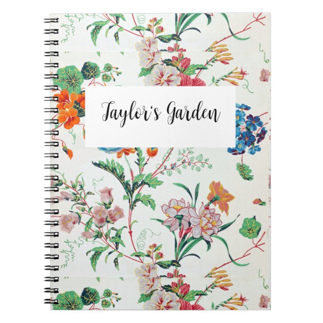 Caderno Espiral França 1830 Floral Delicado Botânico Personalizado (Frente)
