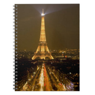 Caderno Espiral França, Paris. Vista noturna da Torre Eiffel