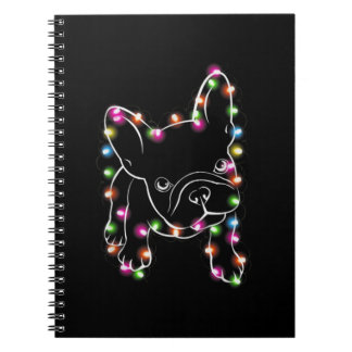 Caderno Espiral Francês Buldogue de Natal Luz