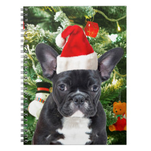 Caderno Espiral Francês Bulldog Ornamento de Árvore de Natal Snowm
