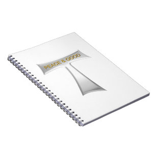Caderno Espiral Franciscan Tau Cross Peace and Good Silver & Doura