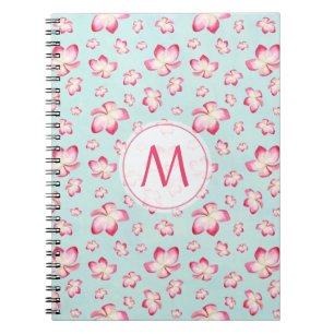 Caderno Espiral Frangipani Monograma Aqua Rosa