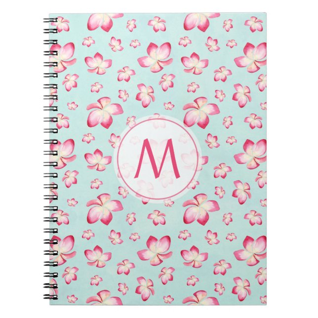 Caderno Espiral Frangipani Monograma Aqua Rosa (Frente)