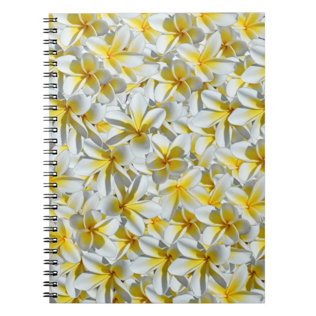 Caderno Espiral Frangipanis Amarelo E Branco, (Frente)