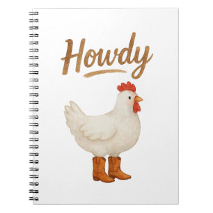 Caderno Espiral Frango Howdy em Botas de Cowboy