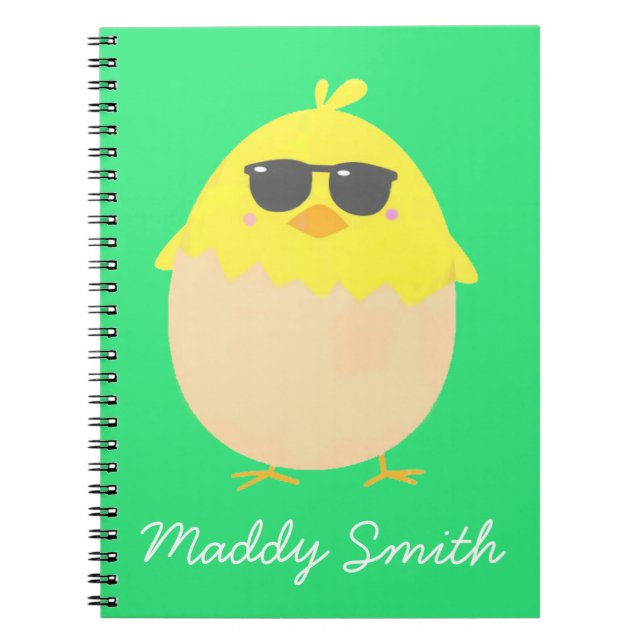 Caderno Espiral Frango legal galinha funky Easter amarelo (Frente)