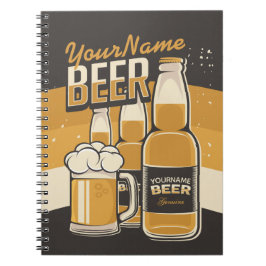 Caderno Espiral Frasco de Cerveja Personalizado Bar Repetitivo