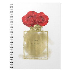 Caderno Espiral Frasco de Perfume Floral Fashion Rosas Vermelhas G