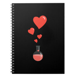 Caderno Espiral Frasco Preto Do Geek Do Dia de os namorados Do Cor