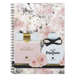 Caderno Espiral Frascos de Perfume de Nova York Dourado & Rosado B