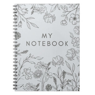 Caderno Espiral Frascos florais elegantes