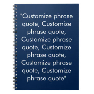 Caderno Espiral Frase de texto personalizada azul-marinho minimali