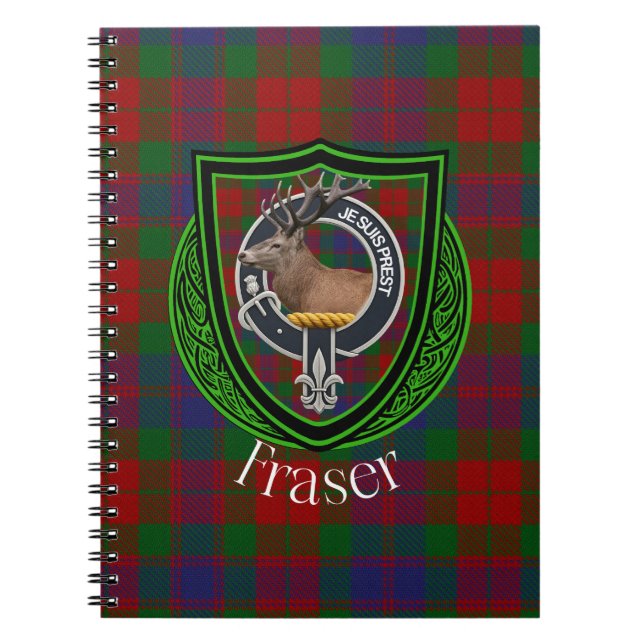 Caderno Espiral Fraser Scottish Clan Tartan & Crest (Frente)