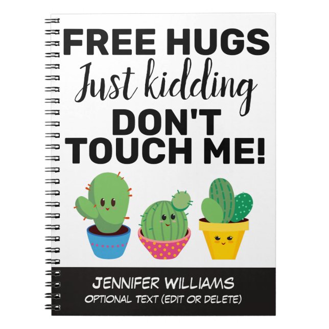 Caderno Espiral Free hugs lovely cacti don't touch me Sarcastic (Frente)