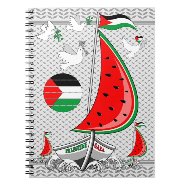 Caderno Espiral Freedom Global Sumud Flotilla Boats para Gaza (Frente)