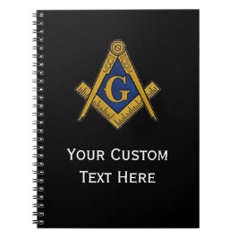 Caderno Espiral Freemason Masonic Gifts Square e Compass Black