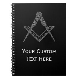 Caderno Espiral Freemason Masonic Gifts Square e Compass Black