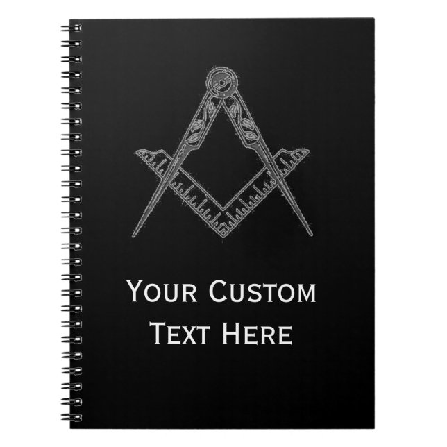 Caderno Espiral Freemason Masonic Gifts Square e Compass Black (Frente)