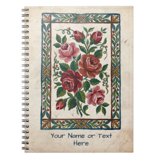 Caderno Espiral French Folk Art Rose - Vintage Naive Floral