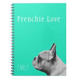 Caderno Espiral Frenchie Love | Aqua personalizado