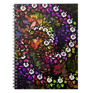 Caderno Espiral Frente roxo Psicodélico Arco-Íris Espiral Trippy