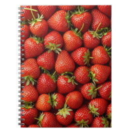 Caderno Espiral Fresh Strawberry Fields Repeating Pattern