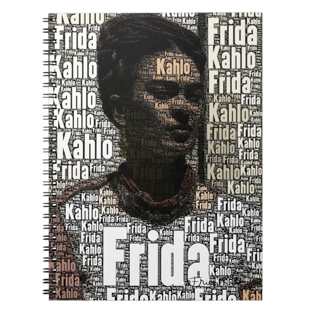 Caderno Espiral Frida Kahlo Lettering Portrait (Frente)