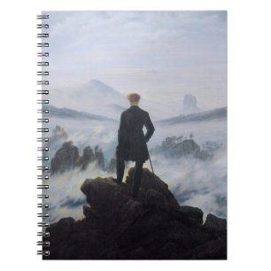 Caderno Espiral Friedrich's Wanderer acima do mar de nevoeiro